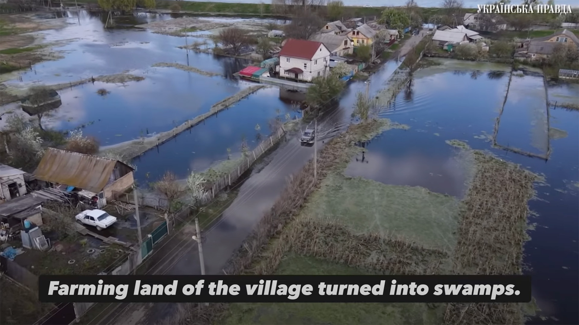 Volunteers deliver 2,500 lbs of dry food to the flooded village of Demydev, Ukraine.
